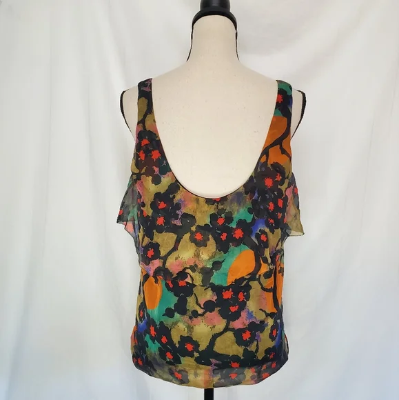 Diane Von Furstenberg Silk Patterned Sleeveless Blouse Top - Picture 3 of 5